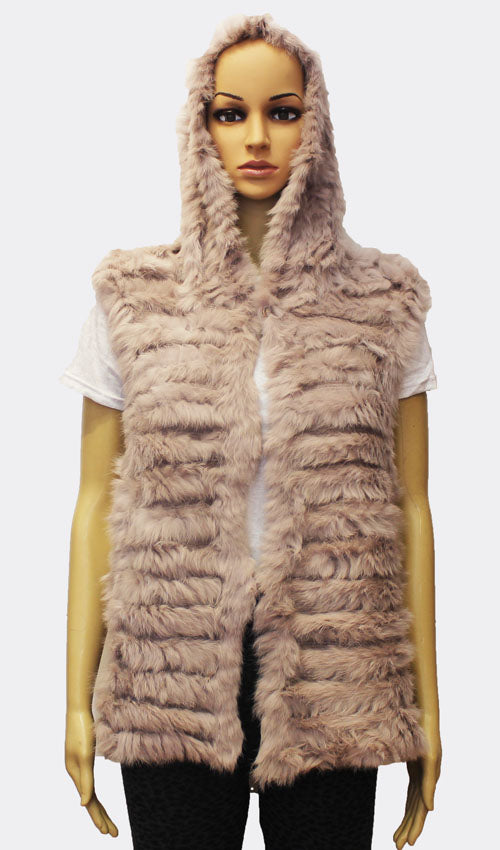 Soft Rabbit Fur Hooded Vest-SHW1707