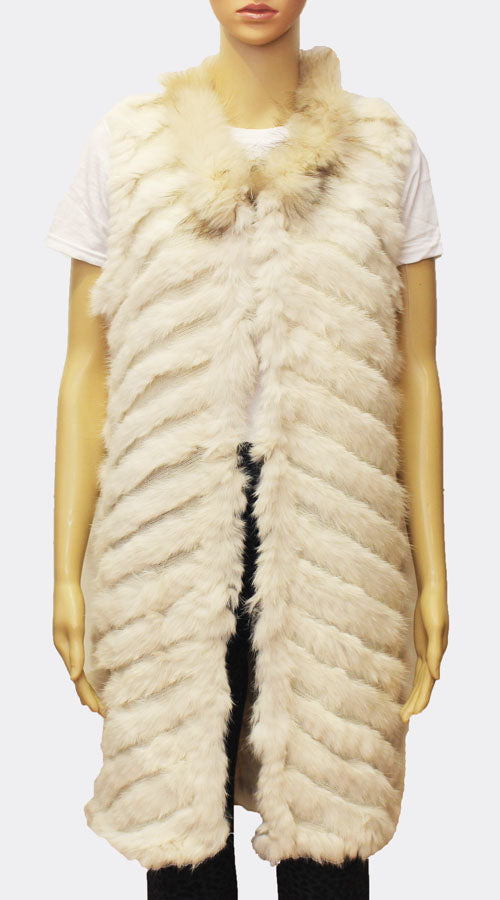 Rabbit Fur Long Vest - SHW1708