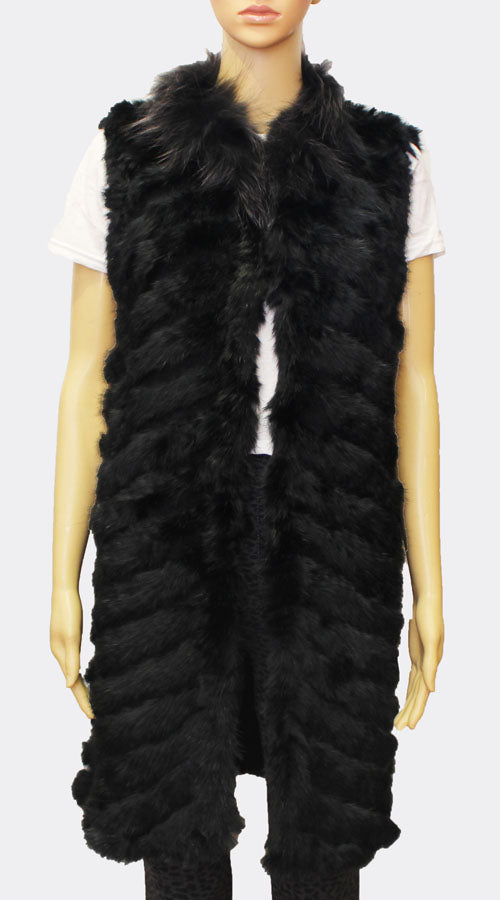 Rabbit Fur Long Vest - SHW1708