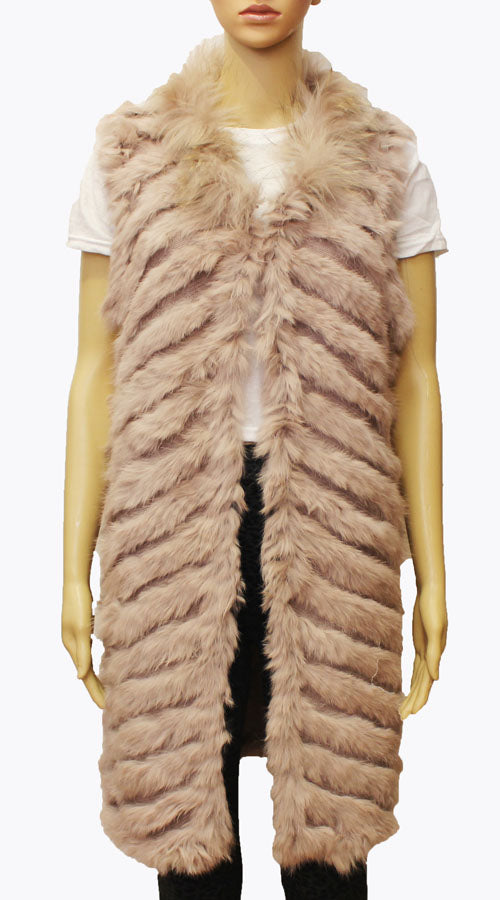 Rabbit Fur Long Vest - SHW1708