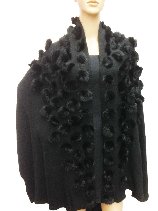 Elegant Pom-Pom Fur Shawl-SHW1712