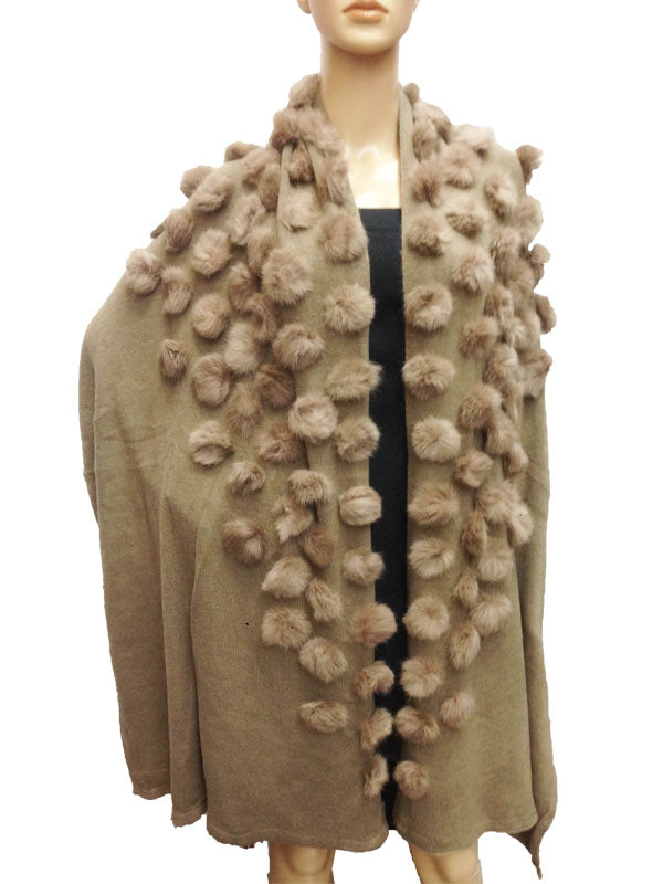 Elegant Pom-Pom Fur Shawl-SHW1712