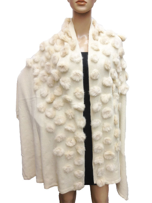 Elegant Pom-Pom Fur Shawl-SHW1712