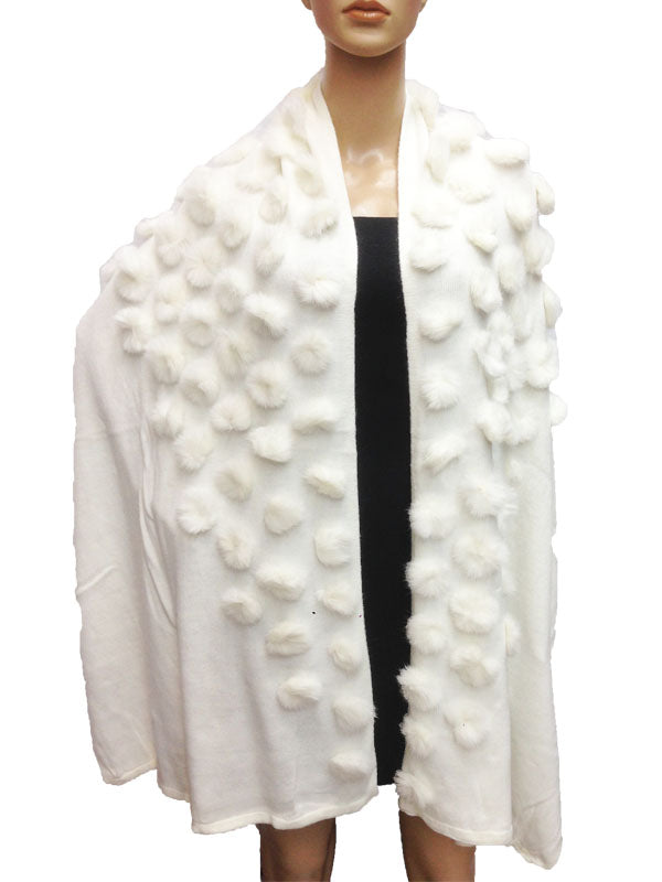 Elegant Pom-Pom Fur Shawl-SHW1712