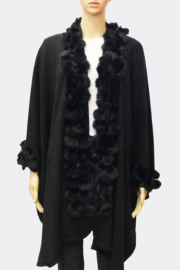 Rabbit Trim Cardigan Wrap - SHW1716
