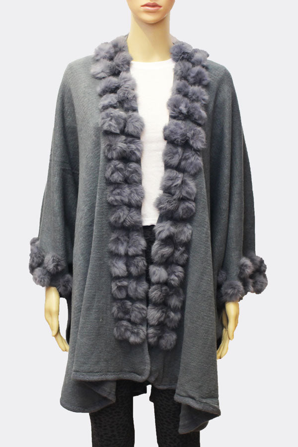 Rabbit Trim Cardigan Wrap - SHW1716