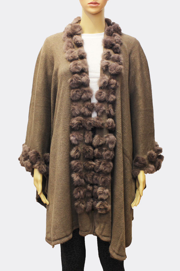 Rabbit Trim Cardigan Wrap - SHW1716