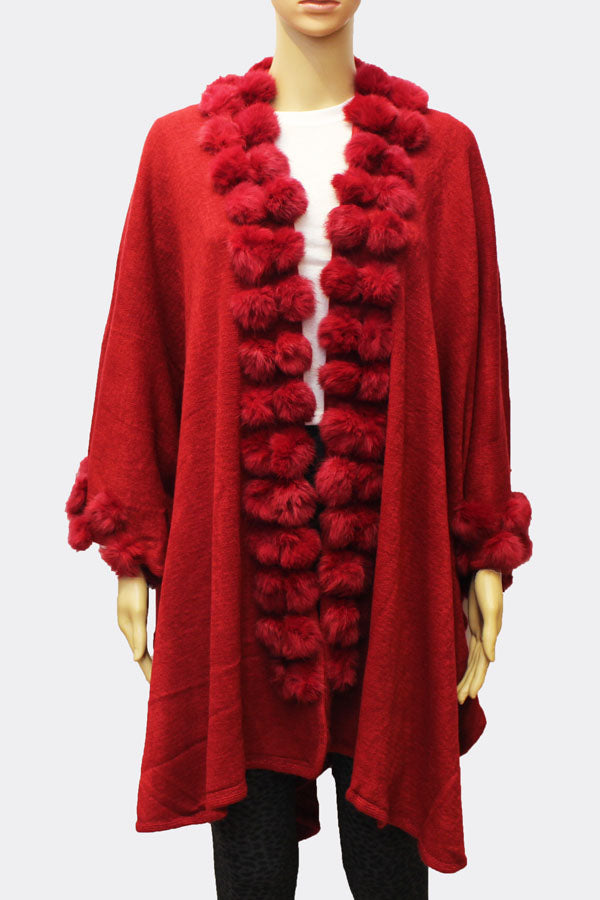 Rabbit Trim Cardigan Wrap - SHW1716