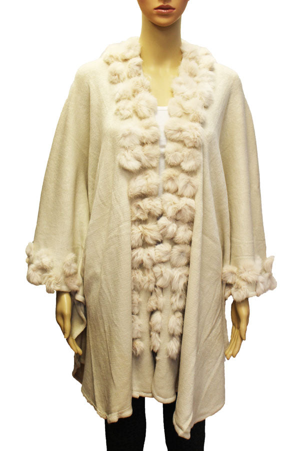 Rabbit Trim Cardigan Wrap - SHW1716