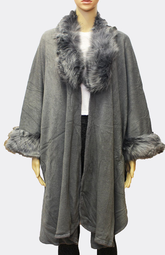 Elegant Fur-Trim Wrap Coat-SHW1717