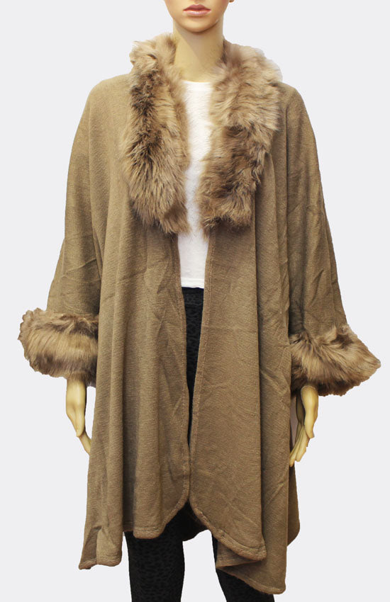Elegant Fur-Trim Wrap Coat-SHW1717