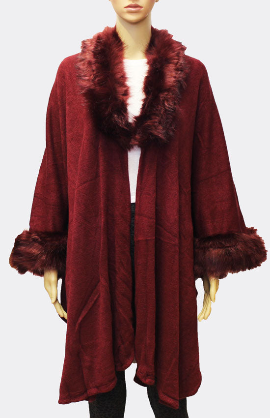Elegant Fur-Trim Wrap Coat-SHW1717
