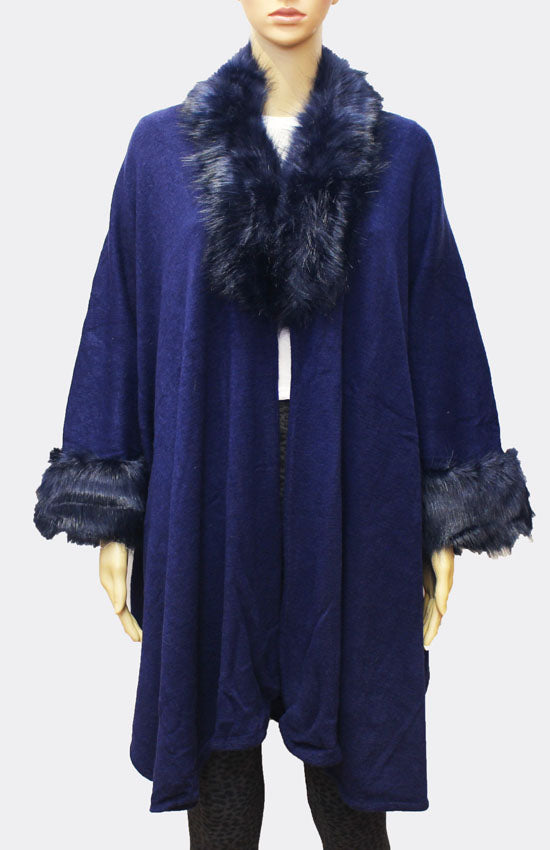 Elegant Fur-Trim Wrap Coat-SHW1717