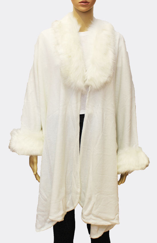 Elegant Fur-Trim Wrap Coat-SHW1717