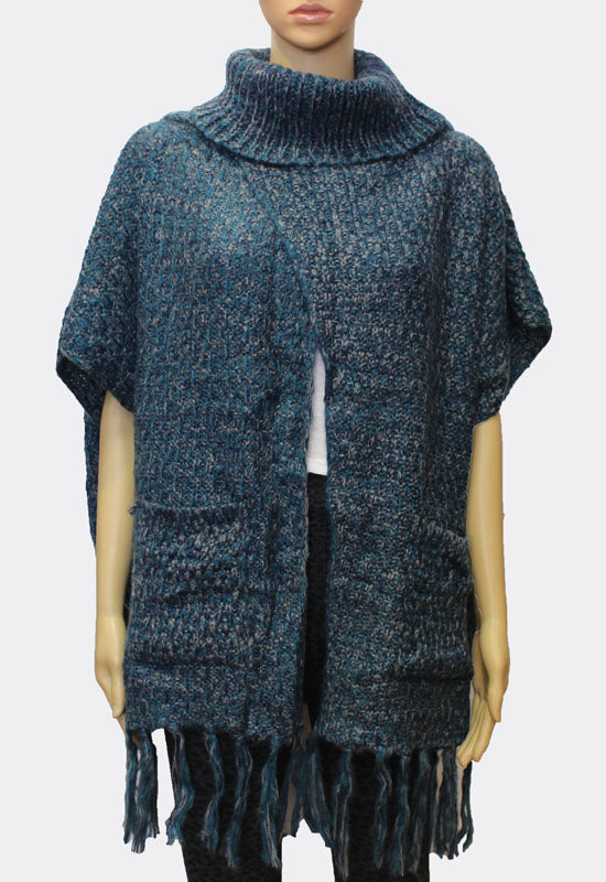 Cozy Knit Fringe Poncho-SHW1718