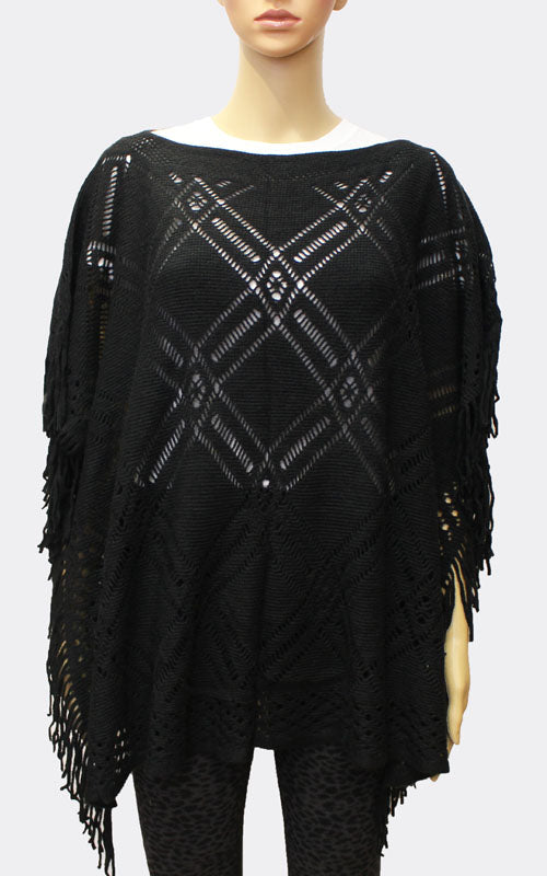 Boho Chic Fringe Poncho-SHW1722