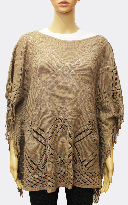 Boho Chic Fringe Poncho-SHW1722
