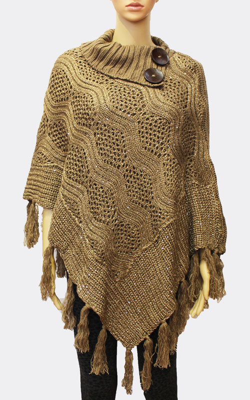 Elegant Knit Cowl Poncho-SHW1723
