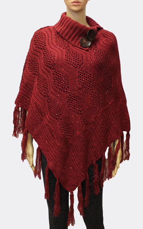 Elegant Knit Cowl Poncho-SHW1723