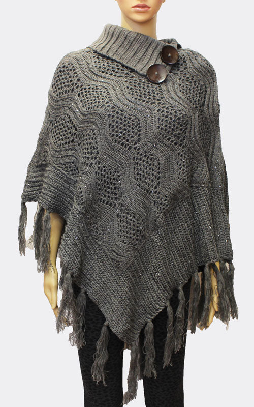 Elegant Knit Cowl Poncho-SHW1723