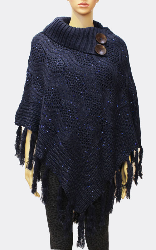 Elegant Knit Cowl Poncho-SHW1723