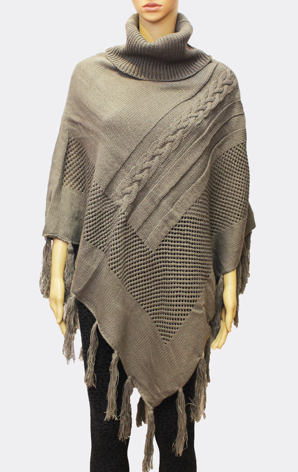 Cozy Cable Knit Poncho-SHW1724