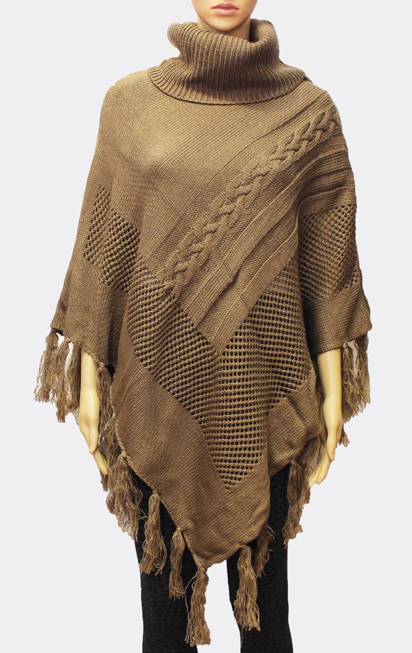Cozy Cable Knit Poncho-SHW1724