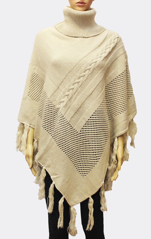 Cozy Cable Knit Poncho-SHW1724