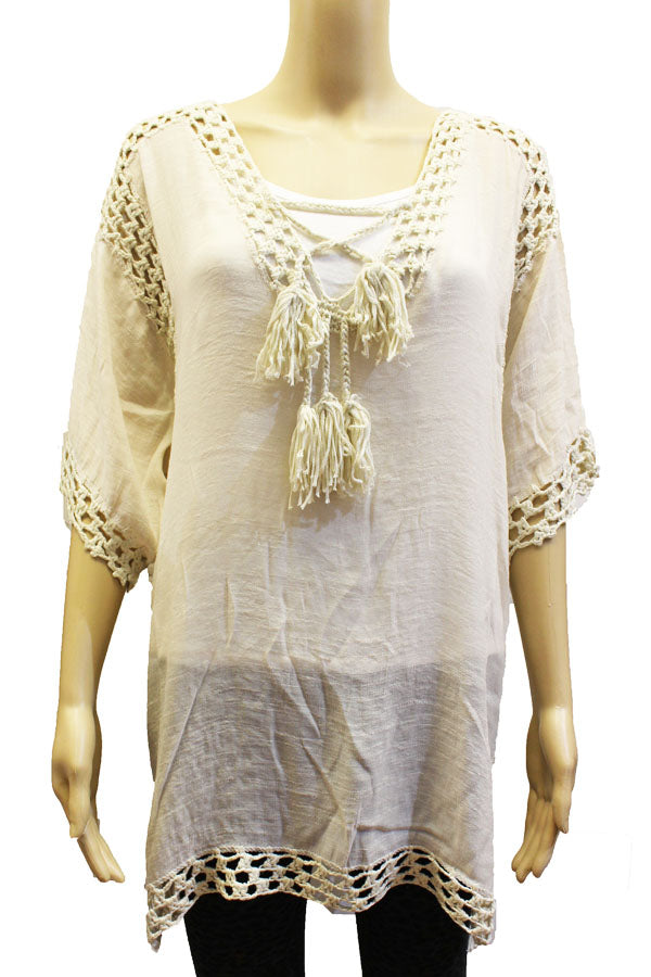 Boho Crochet Beach Tunic-SHW1801