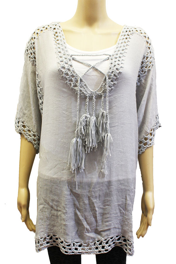 Boho Crochet Beach Tunic-SHW1801