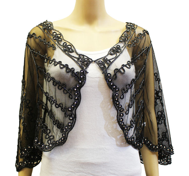 Elegant Beaded Mesh Bolero-SHW1806