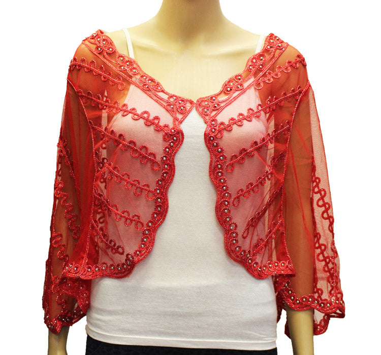 Elegant Beaded Mesh Bolero-SHW1806
