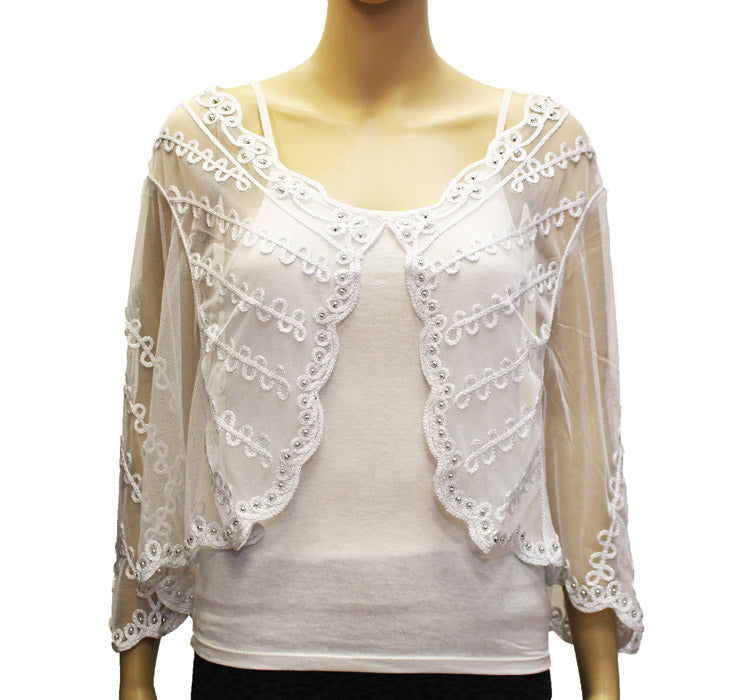 Elegant Beaded Mesh Bolero-SHW1806