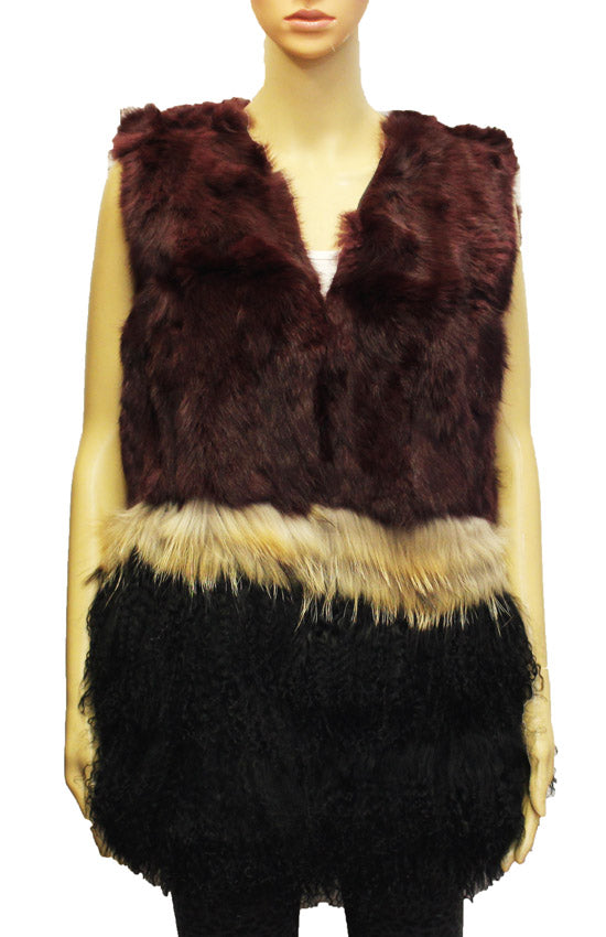 Two-Tone Rabbit Fur Vest-SHW1814