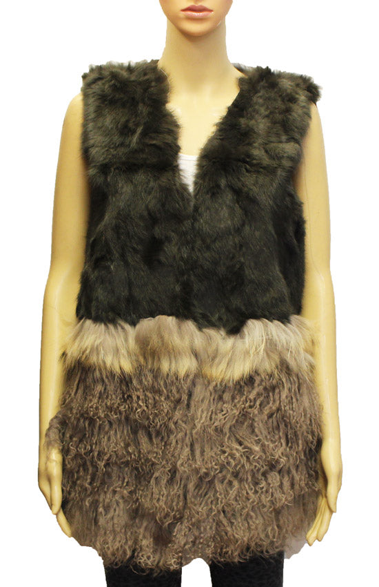 Two-Tone Rabbit Fur Vest-SHW1814