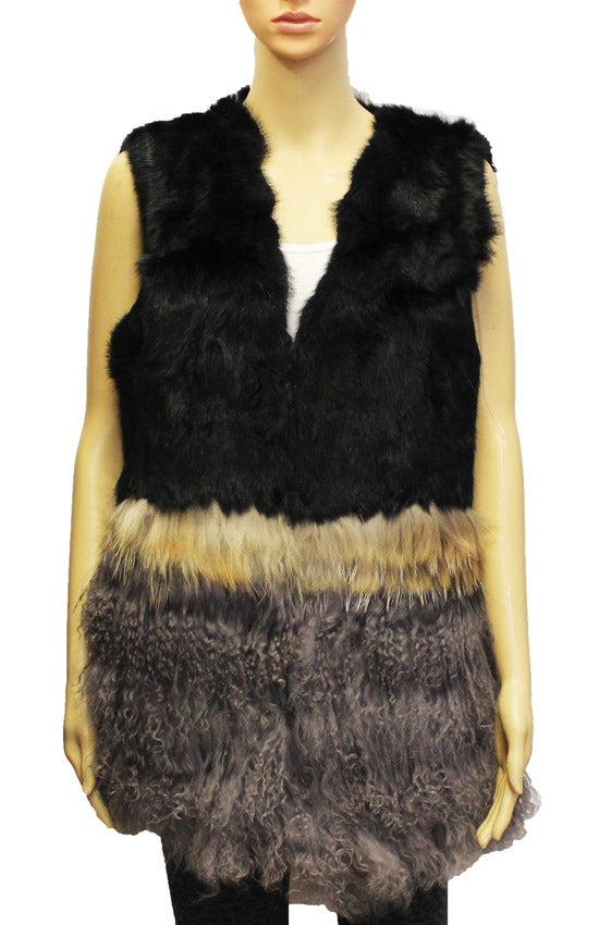 Two-Tone Rabbit Fur Vest-SHW1814