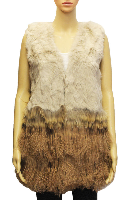 Two-Tone Rabbit Fur Vest-SHW1814