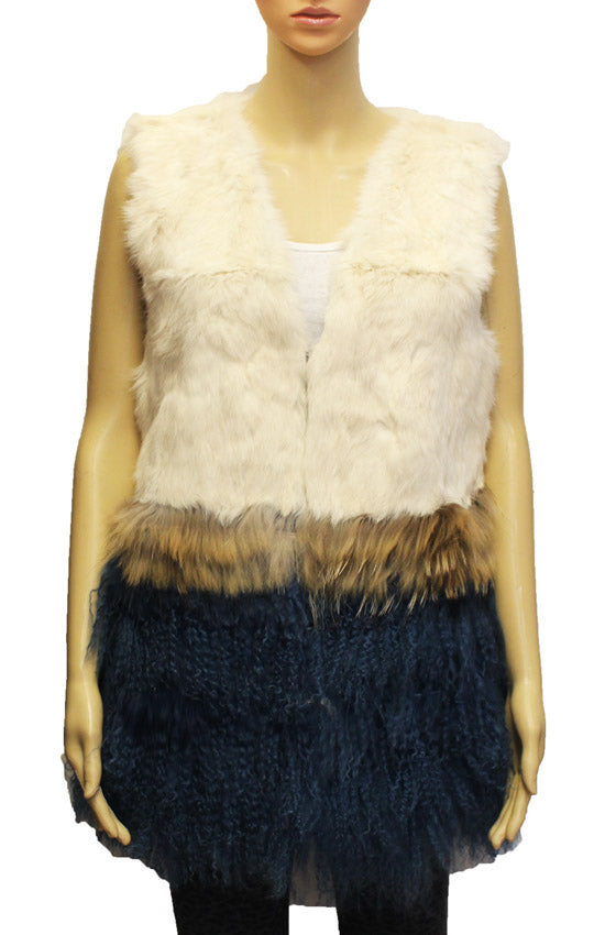 Two-Tone Rabbit Fur Vest-SHW1814