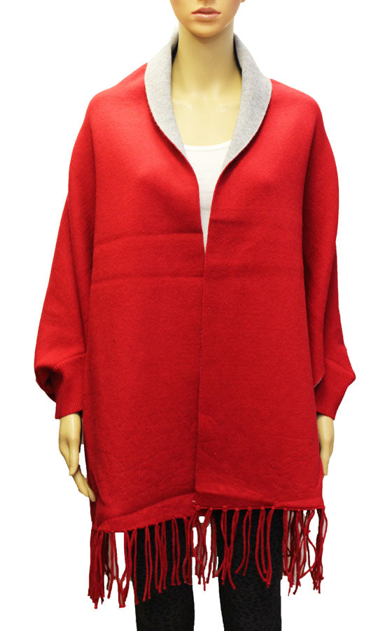 Fringe Trim Shawl Coat-SHW1822