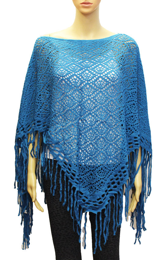Boho Crochet Fringe Poncho - SHW1829