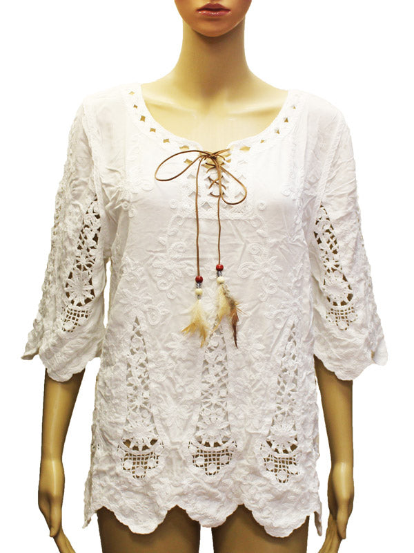 Floral Embroidered Fringe Cover-SHW1906