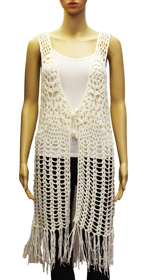 Boho Crochet Fringe Vest-SHW1908