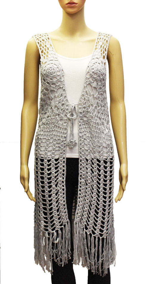 Boho Crochet Fringe Vest-SHW1908