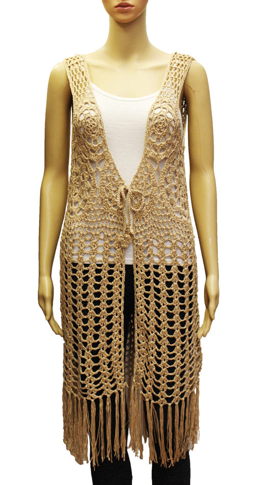 Boho Crochet Fringe Vest-SHW1908