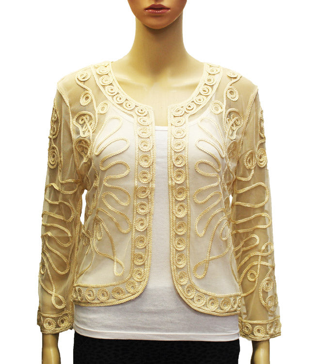 Elegant Sheer Embroidered Jacket-SHW1909