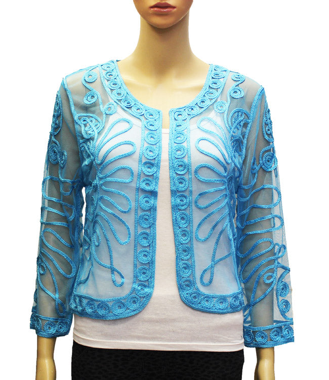 Elegant Sheer Embroidered Jacket-SHW1909