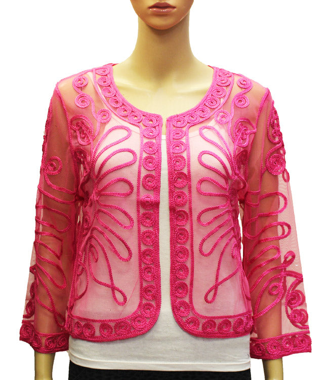 Elegant Sheer Embroidered Jacket-SHW1909