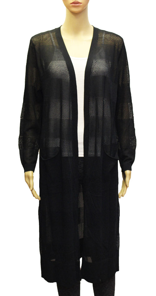 Sheer Long Knit Cardigan-SHW1913