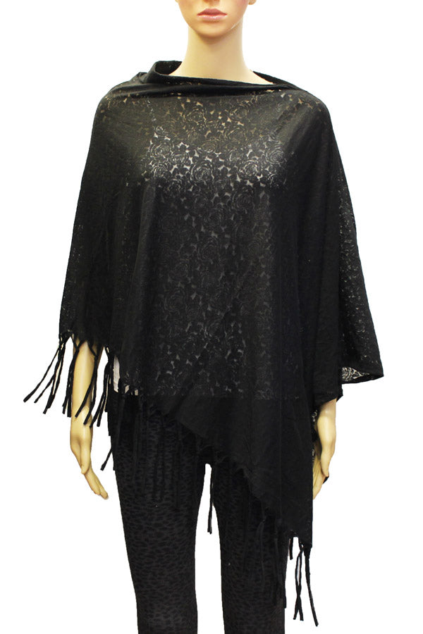 Elegant Fringe Poncho Wrap-SHW1915