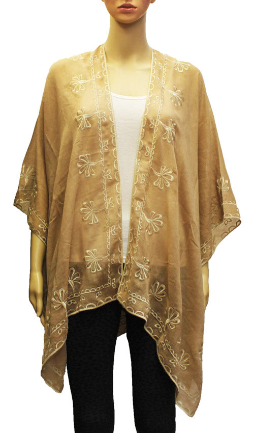 Embroidered Sheer Beach Cover-SHW1916